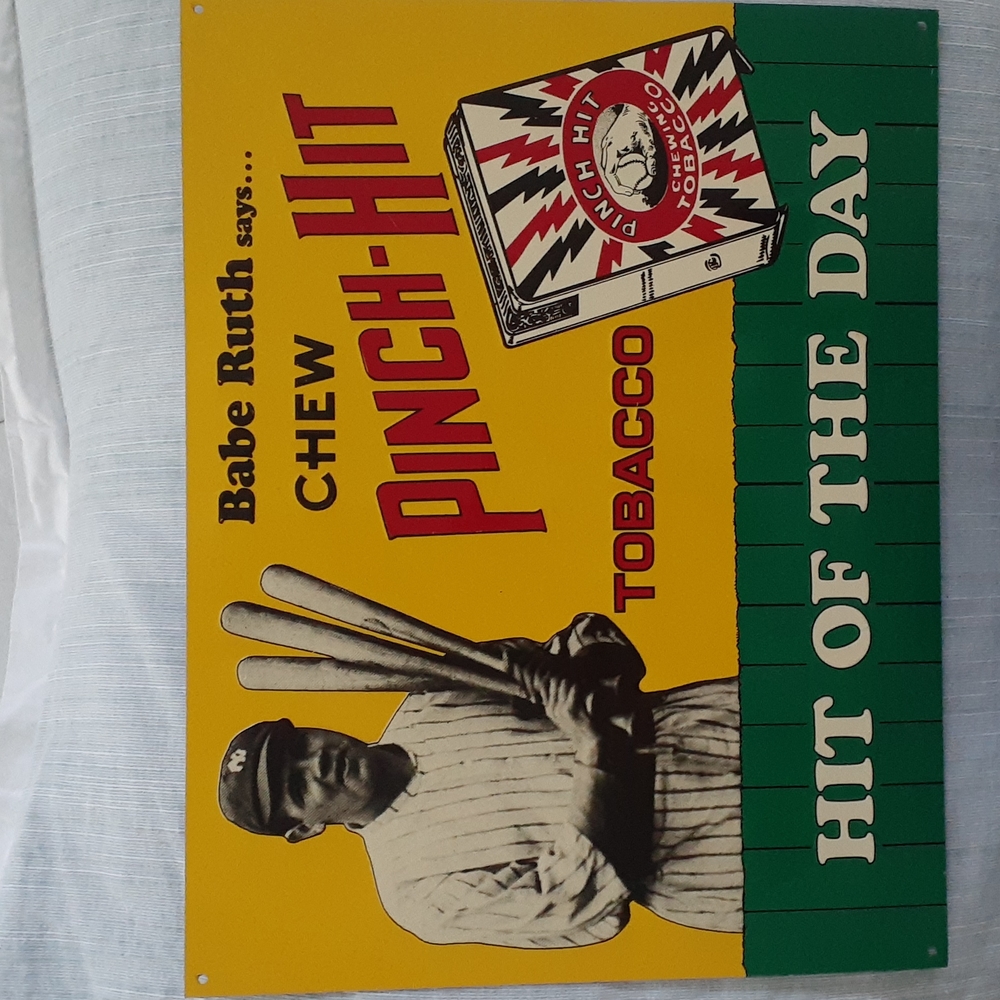 Vintage Babe Ruth 'Pinch-Hit Metal Sign